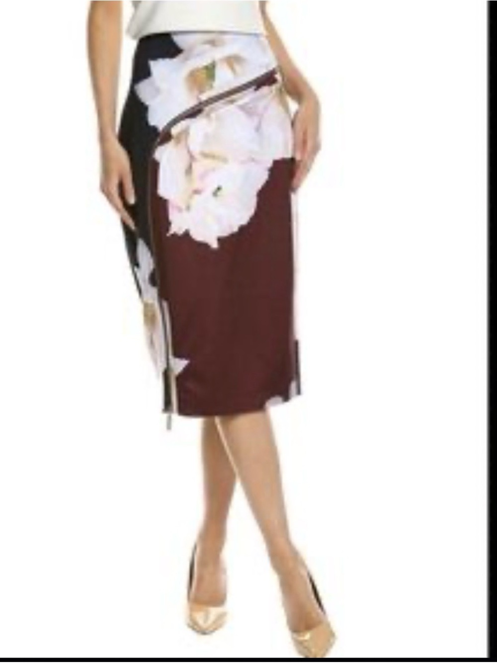 Ted Baker London Thalasa Gardenia Zip Pencil Skirt